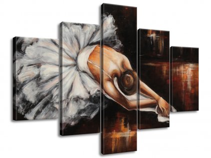5 dielny ručne maľovaný obraz Rozcvička baletky