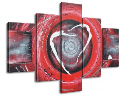 5 dielny ručne maľovaný obraz Postavy v červenom kruhu