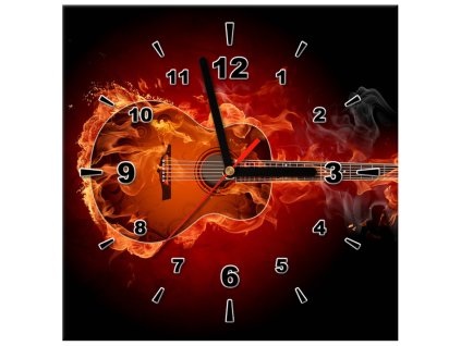 Obraz s hodinami Horiaca gitara