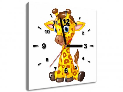 Obraz s hodinami Veselá žirafa