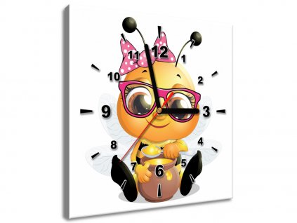 Obraz s hodinami Včielka s ružovými okuliarmi s medíkom
