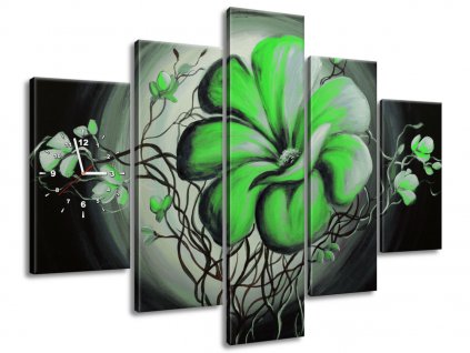 5 dielny obraz s hodinami Zelená živá krása