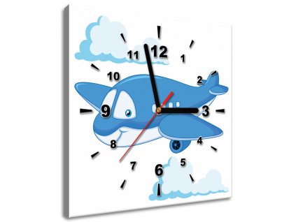 Obraz s hodinami Modré lietadlo