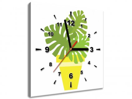 Obraz s hodinami Rastlinka v črepníku