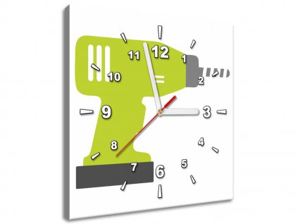 Obraz s hodinami Zelená vŕtačka