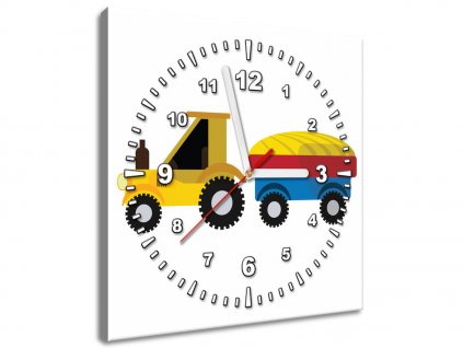 Obraz s hodinami Traktor s vlečkou