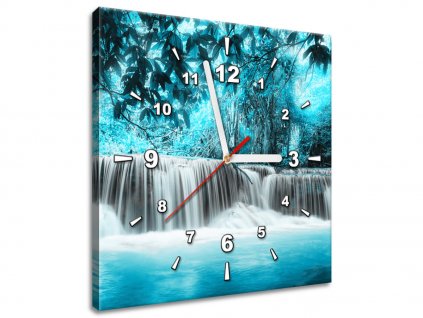 Obraz s hodinami Vodopád v modrej džungli