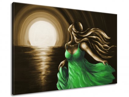 Ručne maľovaný obraz Žena v zelenom