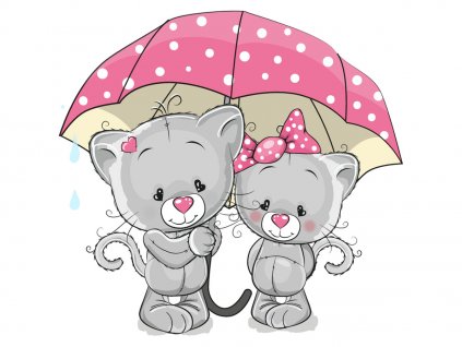 Nálepka na stenu pre deti Mačičky pod dáždnikom