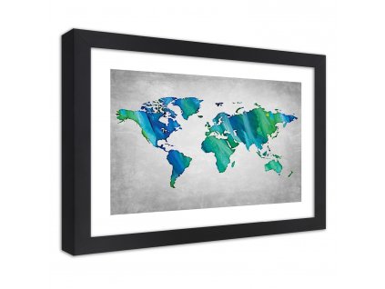 Plagát Farebná mapa sveta na betóne