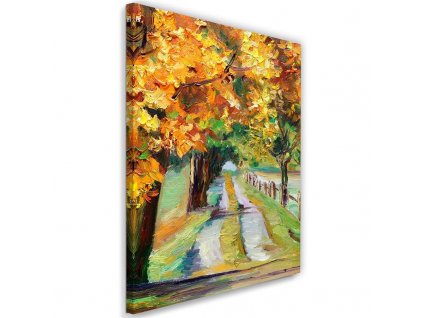 Obraz na plátne Jesenná cesta ako ručne maľovaná
