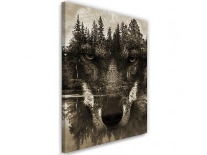Obraz na plátne Čierny vlk abstraktný, sépia