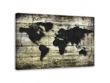 Obraz na plátne Čierna mapa sveta na doskách