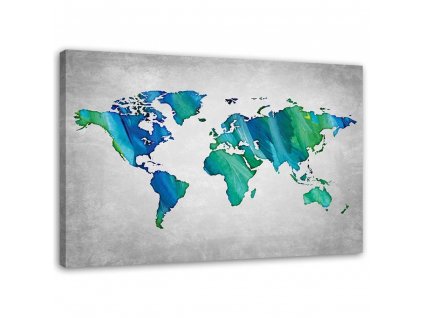 Obraz na plátne Modrá a zelená mapa sveta