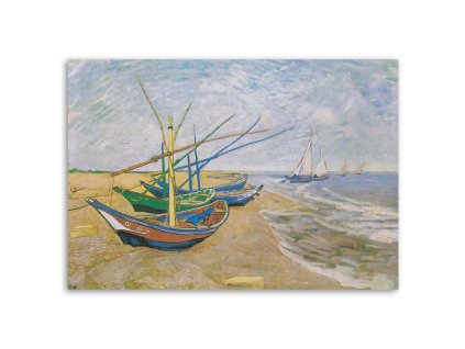 Obraz na plátne Rybárske člny na pláži v Saintes Maries de la Mer - Vincent van Gogh, reprodukcia