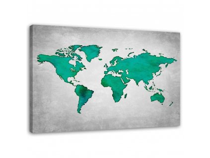 Obraz na plátne Zelená mapa sveta na betóne