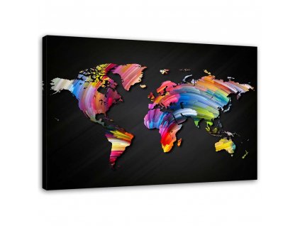 Obraz na plátne Mapa sveta s rôznymi farbami