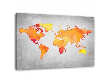 Obraz na plátne Oranžová mapa sveta