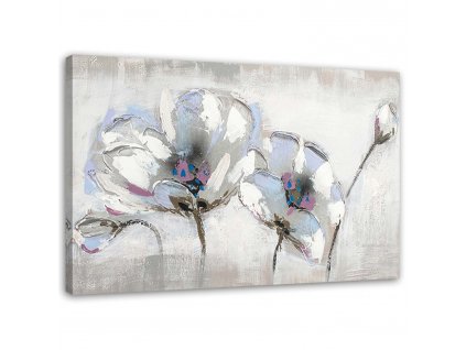 Obraz na plátne Maľované kvety v bielej farbe