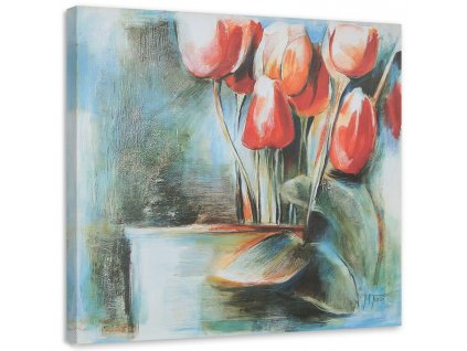 Obraz na plátne Červené tulipány vo váze