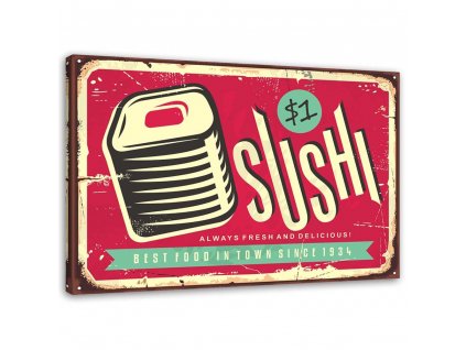 Obraz na plátne Ceduľa retro sushi