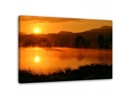 Obraz na plátne Západ slnka nad horami