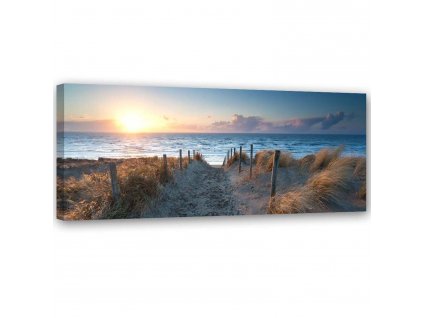 Obraz na plátne Západ slnka na pláži pri mori