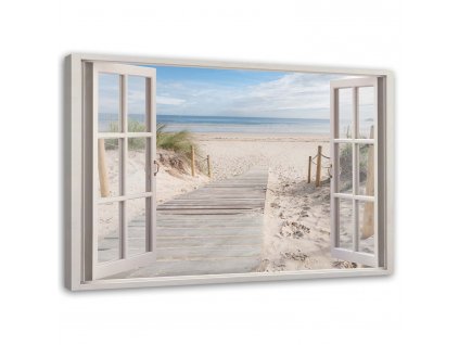 Obraz na plátne Okno cesta na pláž