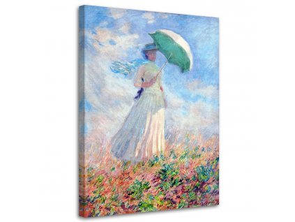 Obraz na plátne Žena s dáždnikom otočená doprava - Claude Monet, reprodukcia