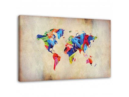 Obraz na plátne Mapa sveta farebné šialenstvo