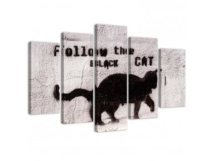 Obraz na plátne Čierna mačka - 5 dielny