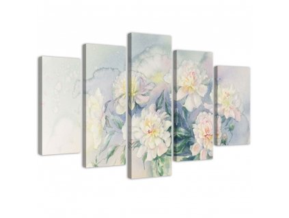 Obraz na plátne Biele kvety - 5 dielny