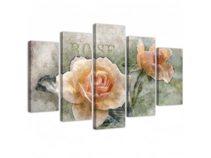 Obraz na plátne Čajové ruže ošumelý elegantný - 5 dielny