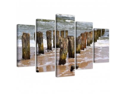 Obraz na plátne Vlny na pláži - 5 dielny