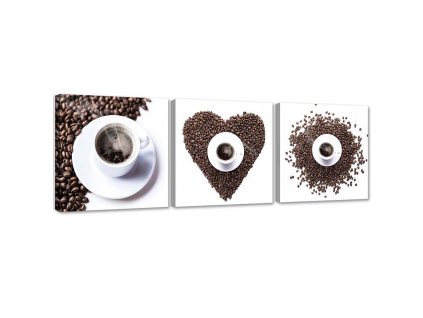 Sada obrazov na plátne Coffee heart - 3 dielna