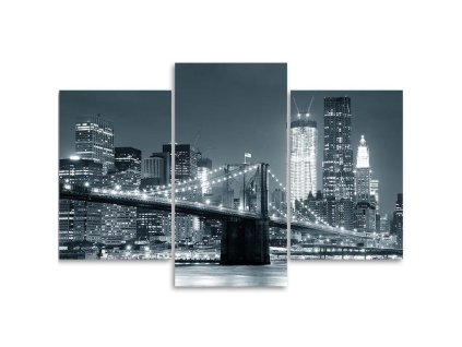 Obraz na plátne New York v noci - 3 dielny