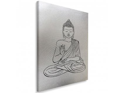 Obraz na plátne Strieborný kreslený Budha