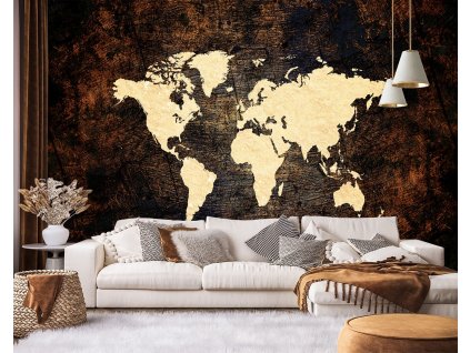 Fototapeta Mapa sveta v hnedej farbe