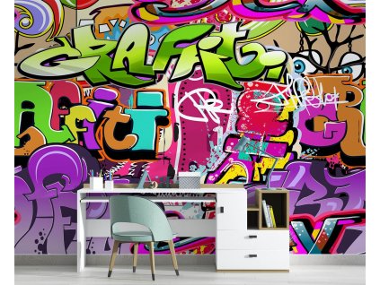 Fototapeta Graffiti umenie v neónových farbách