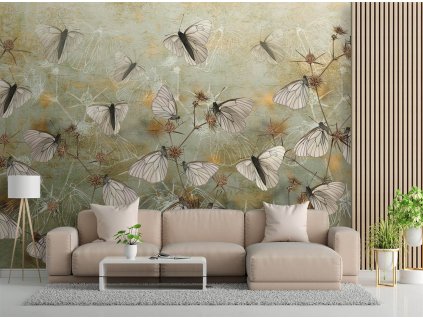 Fototapeta Motýle na pozadí starej steny