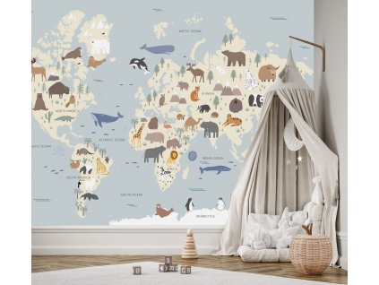 Fototapeta Pastelová mapa kontinentov