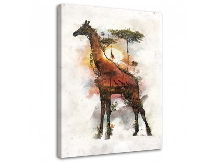 Obraz na plátne Žirafa a Afrika v pozadí - Barrett Biggers