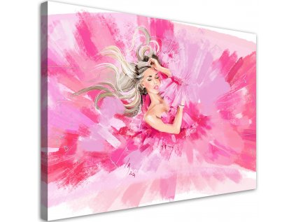 Obraz na plátne Ružové šaty Móda Blondínka Elegancia - Irina Sadykova