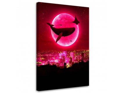 Obraz na plátne Veľryby na ružovej oblohe - Gab Fernando