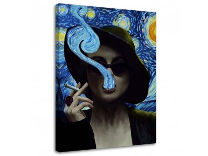 Obraz na plátne Žena v modrom portréte - Norrobey