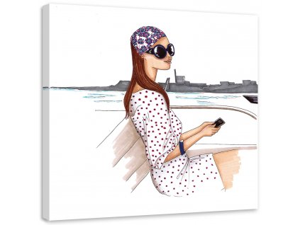 Obraz na plátne Žena na lodi - Gisele Oliveira Fraga Baretta