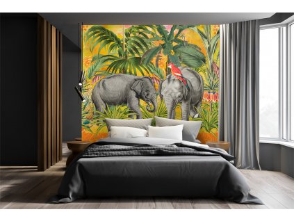 Fototapeta Oranžové abstraktné zvieratá slony - Andrea Haase