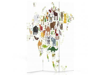 Paraván Mapa sveta so zvieratami