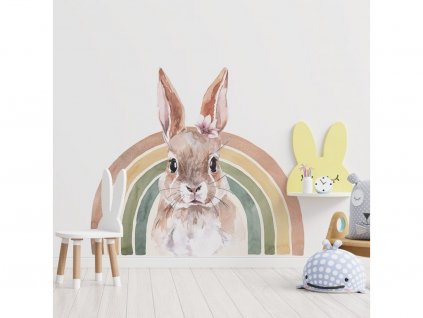 Detská nálepka na stenu Rainbow animals - zajačik