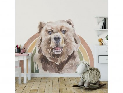 Detská nálepka na stenu Rainbow animals - medveď